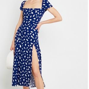 Blue Patterned Midi Dress